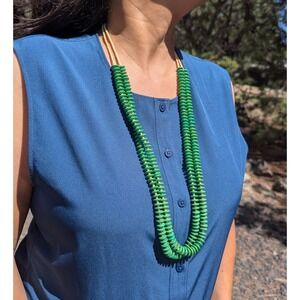 Native American Necklace Gaspeite Discs 2 Strand Heishi Handmade Jewelry**